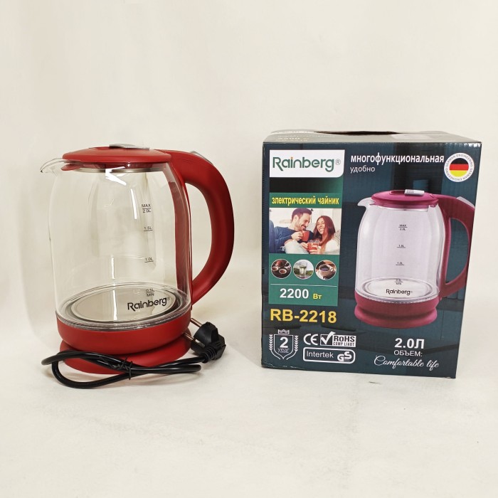 Електрочайник з вбудованим елементом нагріву Rainberg RB-2218 3200 Вт 2л, Стильний електричний чайник UN-69