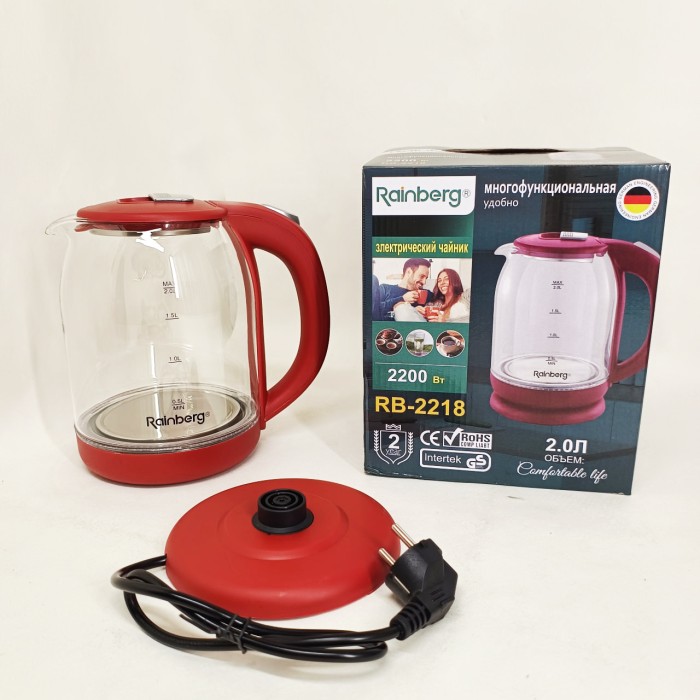 Електрочайник з вбудованим елементом нагріву Rainberg RB-2218 3200 Вт 2л, Стильний електричний чайник UN-69