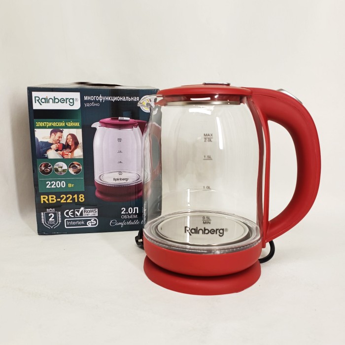 Електрочайник з вбудованим елементом нагріву Rainberg RB-2218 3200 Вт 2л, Стильний електричний чайник UN-69