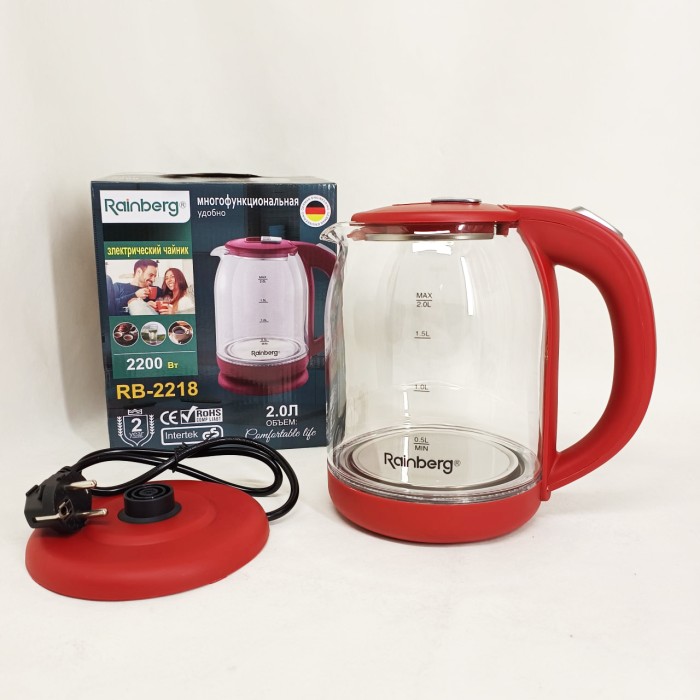 Електрочайник з вбудованим елементом нагріву Rainberg RB-2218 3200 Вт 2л, Стильний електричний чайник UN-69