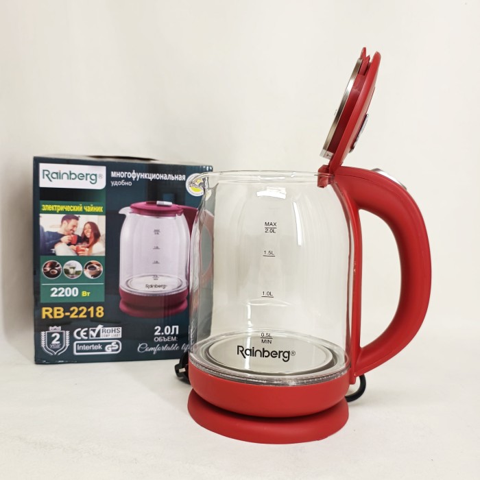 Електрочайник з вбудованим елементом нагріву Rainberg RB-2218 3200 Вт 2л, Стильний електричний чайник UN-69