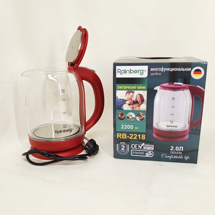 Електрочайник з вбудованим елементом нагріву Rainberg RB-2218 3200 Вт 2л, Стильний електричний чайник UN-69