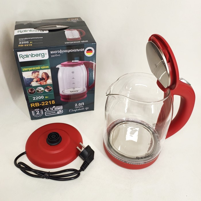 Електрочайник з вбудованим елементом нагріву Rainberg RB-2218 3200 Вт 2л, Стильний електричний чайник UN-69