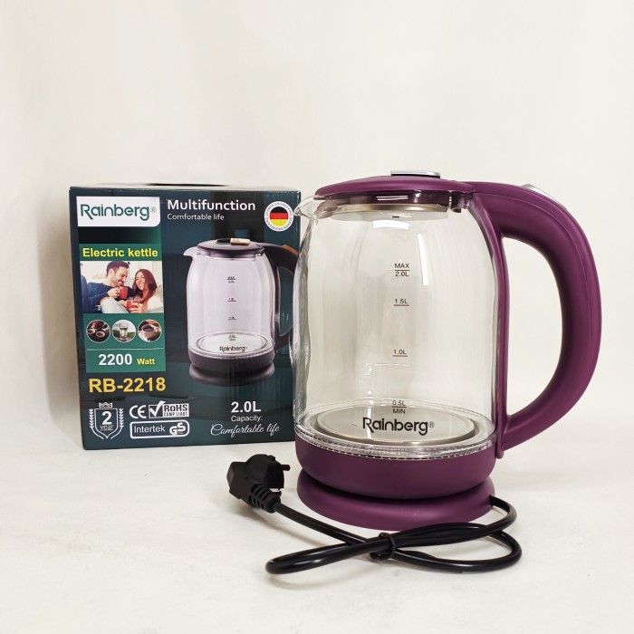 Електричний чайник з індикатором води Rainberg RB-2218 3200Вт 2л, Стильний електричний чайник YG-49