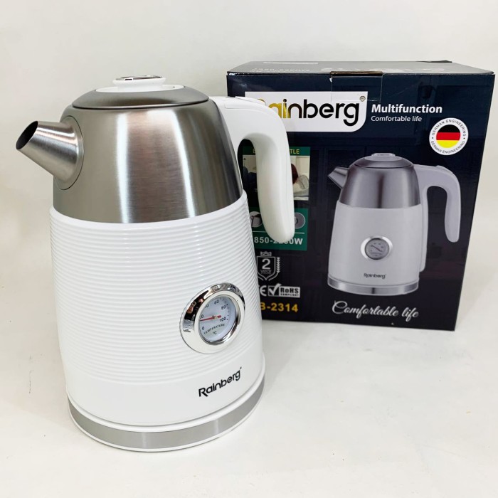 Чайник електричний з датчиком температури Rainberg RB-2314 White SJ-18