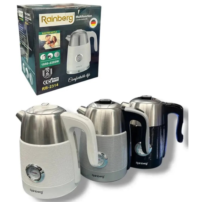 Чайник електричний з датчиком температури Rainberg RB-2314 Black NY-39