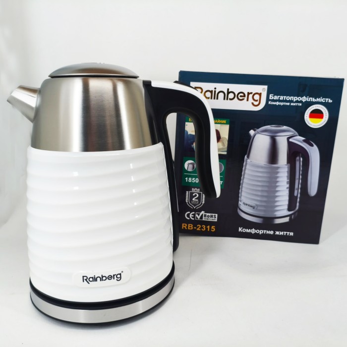 Надійний електричний чайник Rainberg RB-2315 1.8л 2200Вт, Електричний чайник з автовідключенням DX-98
