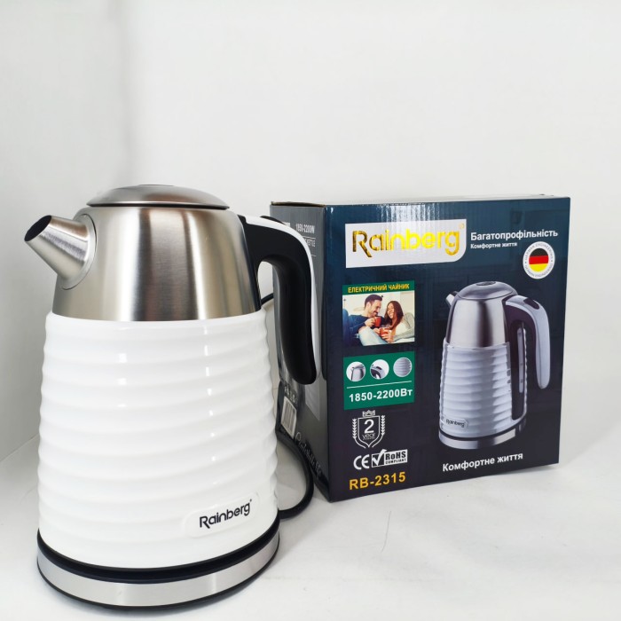 Надійний електричний чайник Rainberg RB-2315 1.8л 2200Вт, Електричний чайник з автовідключенням DX-98