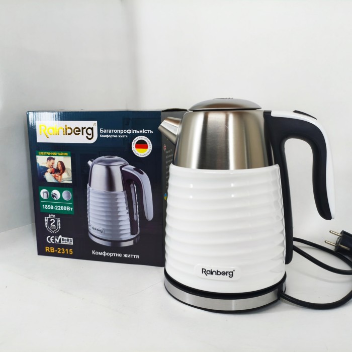 Надійний електричний чайник Rainberg RB-2315 1.8л 2200Вт, Електричний чайник з автовідключенням DX-98