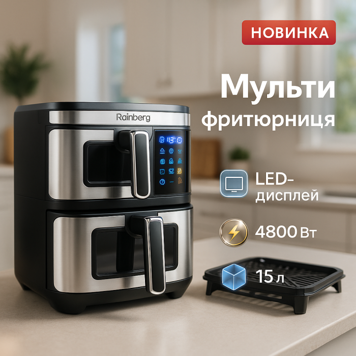 Домашня фритюрниця аерогриль без олії Rainberg, Фритюрниця без олії вигідна пропозиція AW-46