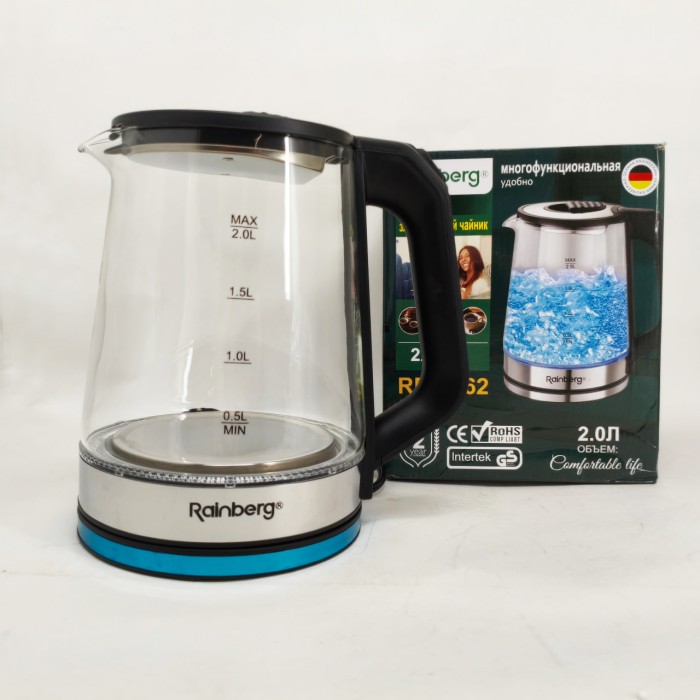 Побутовий чайник для кухні Rainberg, Електрочайник для кухні з підсвічуванням, Безшумний електрочайник VT-95