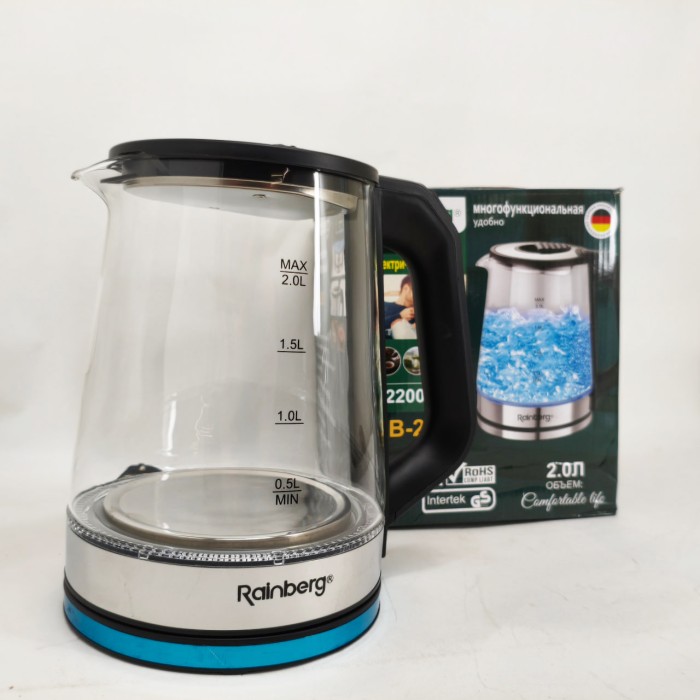 Побутовий чайник для кухні Rainberg, Електрочайник для кухні з підсвічуванням, Безшумний електрочайник VT-95