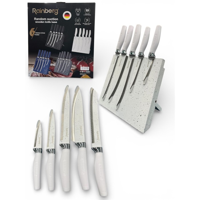 Набір ножів Rainberg RB-2322 з нержавіючої сталі з магнітною підставою White ZJ-52