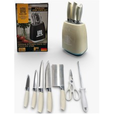 Набір ножів з нержавіючої сталі з основою Rainberg RB-2330 White UV-67