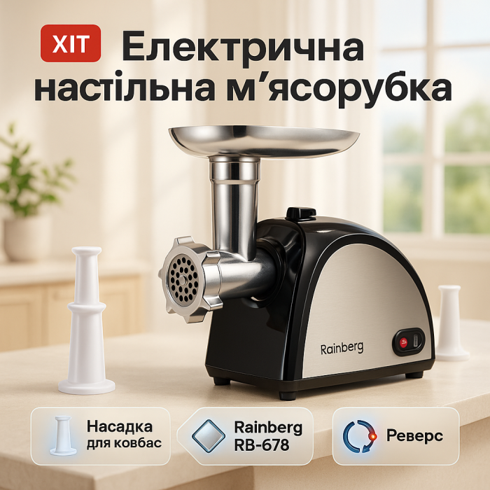 Електрична м'ясорубка з безліччю насадок, Побутова кухонна м'ясорубка електрична 'ясорубки надійні GM-10