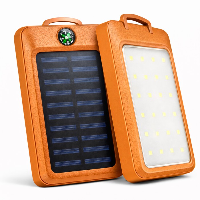 УМБ Power Bank Solar 18000 mAh мобільне зарядне з сонячною панеллю та лампою, Power Bank Charger Orange EM-21