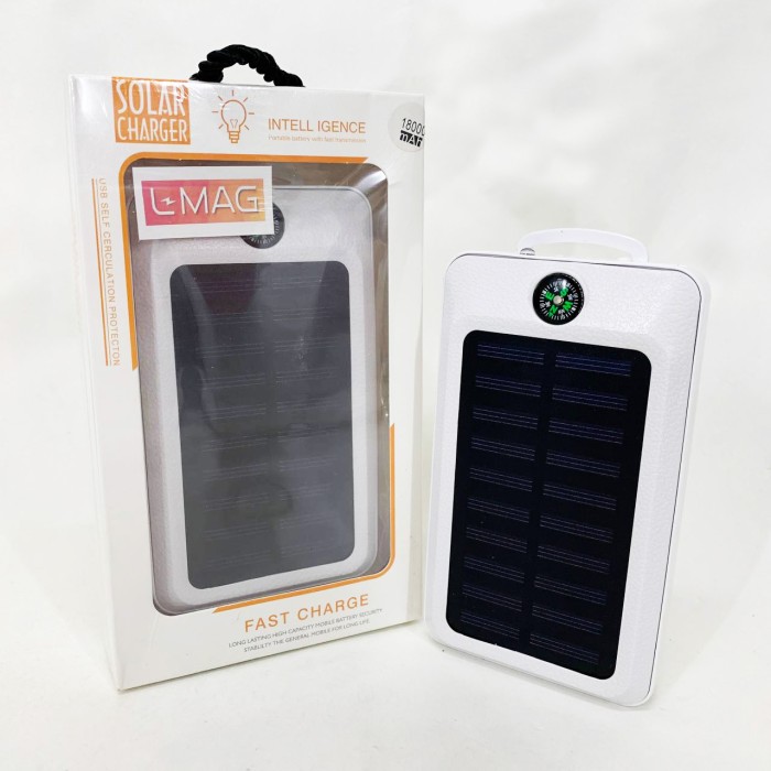 УМБ Power Bank Solar 18000 mAh мобільне зарядне з сонячною панеллю та лампою, Power Bank Charger White