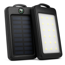 УМБ Power Bank Solar 18000 mAh мобільне зарядне з сонячною панеллю та лампою, Power Bank Charger Black