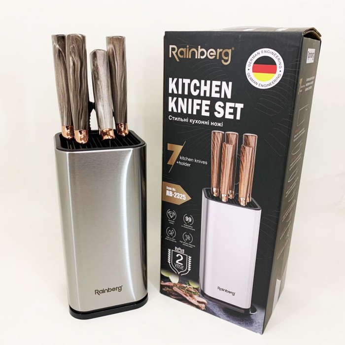 Набір ножів з нержавіючої сталі з основою Rainberg RB-2325 White ML-67