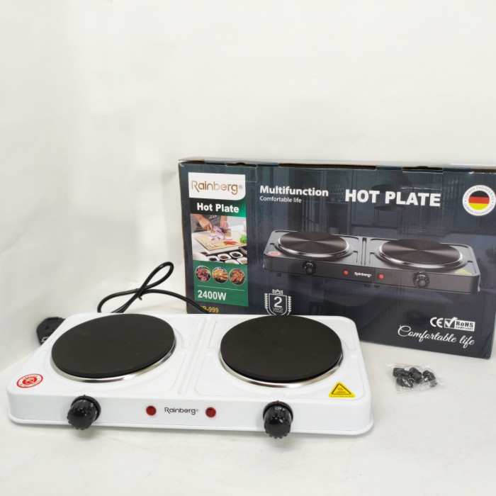 Настільна електрична плита на 2 дві конфорки Rainberg RB-999 2400Вт, Плита двоконфорочна для дому HU-26