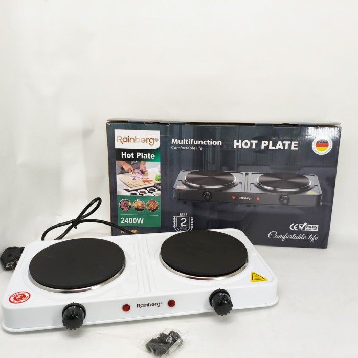 Настільна електрична плита на 2 дві конфорки Rainberg RB-999 2400Вт, Плита двоконфорочна для дому HU-26