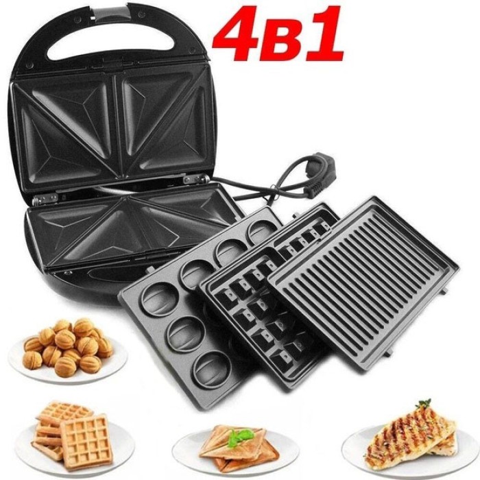 Бутербродниця побутова, Бутербродниця електрична, Мультимейкер 4в1, Гриль двосторонній контактний FP-61