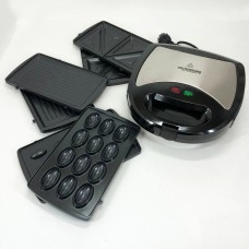 Сендвічниця 4в1 Crownberg Cb-1074, Електрогриль зі знімними формами, Якісний гриль SB-17