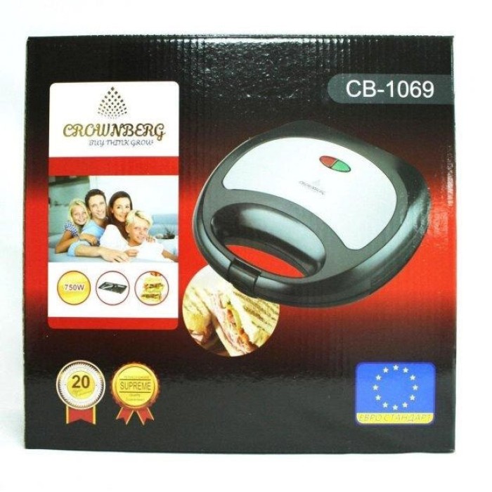 Бутербродниця професійна Crownberg Cb-1069, Бутербродниця мультипекар, Домашній гриль, Мультимейкер 4в1 JE-55