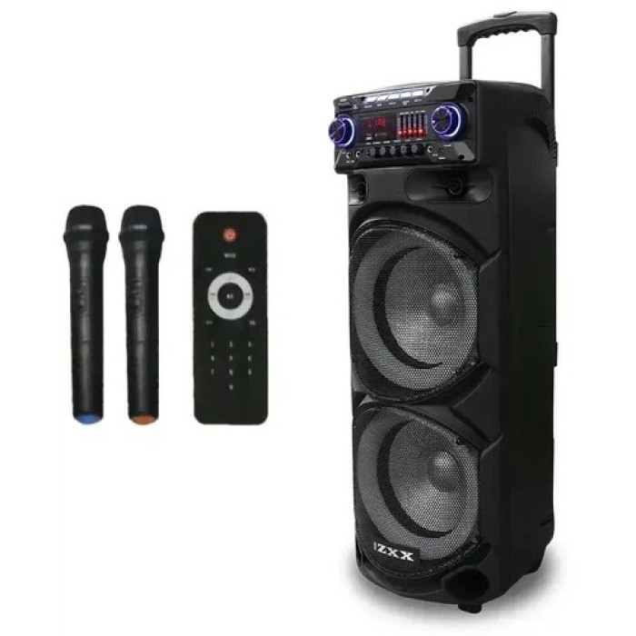 Музична колонка ZXX-9292 акумуляторна акустична система з 2-ма радіомікрофонами пульт управління FK-79