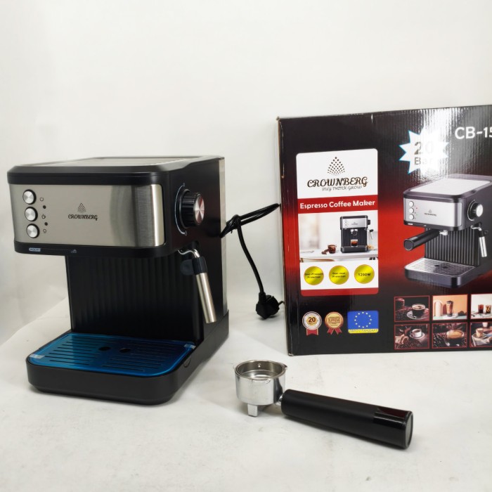 Еспресо кавоварка Crownberg CB-1570 1200 Вт з робочим тиском 20 бар і функцією приготування 2 чашок NV-12