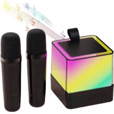 Портативна караоке система з двома мікрофонами Bluetooth акустична колонка для дому та вечірок Black VN-34