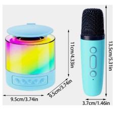 Портативна Bluetooth колонка K19 з підсвічуванням LED та двома мікрофонами для караоке Blue LJ-46