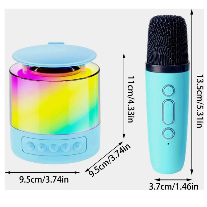 Портативна Bluetooth колонка K19 з підсвічуванням LED та двома мікрофонами для караоке Blue LJ-46