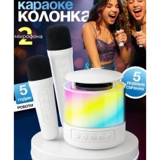Портативна Bluetooth колонка K19 з підсвічуванням LED та двома мікрофонами для караоке White AN-88