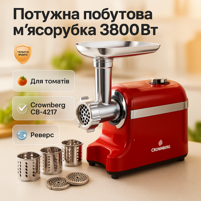 Потужна м'ясорубка багатофункціональна 2 швидкості, Кухонна універсальна м'ясорубка GF-64