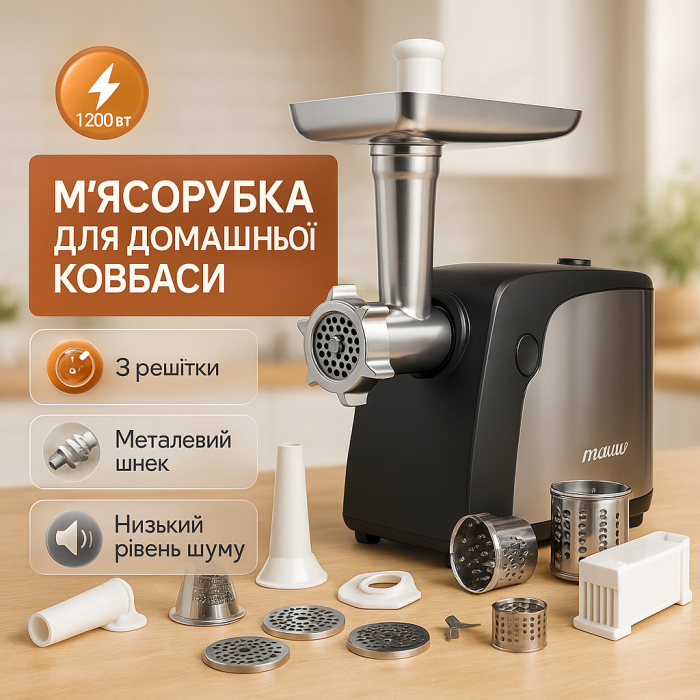 Електрична м'ясорубка з ковбасною насадкою, Електром'ясорубки для дому для бару, М'ясорубки надійні HJ-53