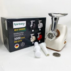 М'ясорубка електрична Rainberg RB-2319 із системою реверсу насадка куббе 3000Вт Beige