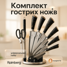 Набір литих ножів для кухні, Набір хороших якісних кухонних ножів Якісний з підставкою TF-32
