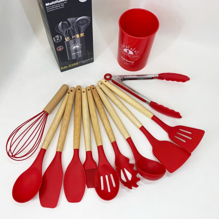 Набір кухонного приладдя на підставці, Кухонний комплект з силікону, Кухонний набір для маленької кухні HQ-82