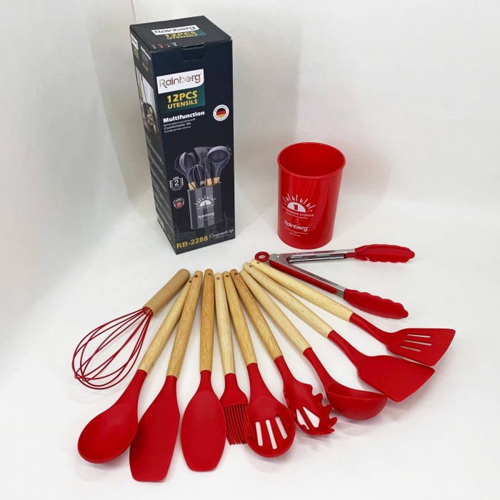 Набір кухонного приладдя на підставці, Кухонний комплект з силікону, Кухонний набір для маленької кухні HQ-82