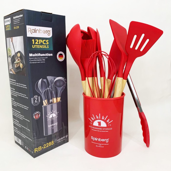 Набір кухонного приладдя на підставці, Кухонний комплект з силікону, Кухонний набір для маленької кухні HQ-82