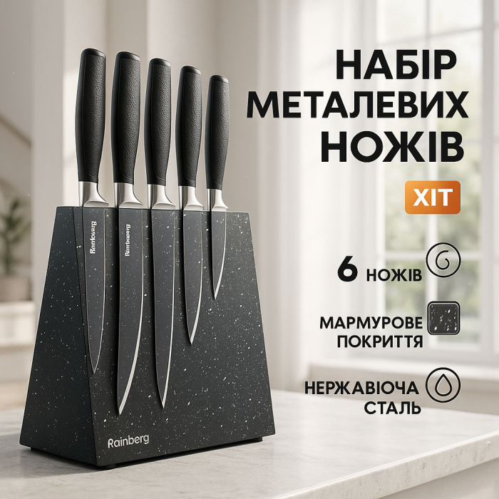 Ножі кухонні професійні, Універсальний набір ножів, Набір металевих ножів, Кухонні ножі для готування LS-38