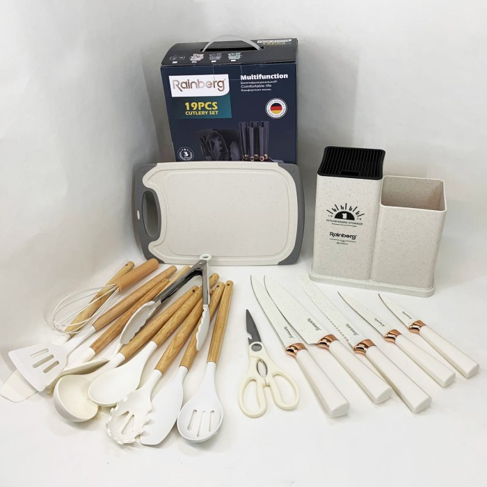 Силіконові кухонні прилади в комплекті з підставкою, Силіконові кухонні приналежності набір RO-15