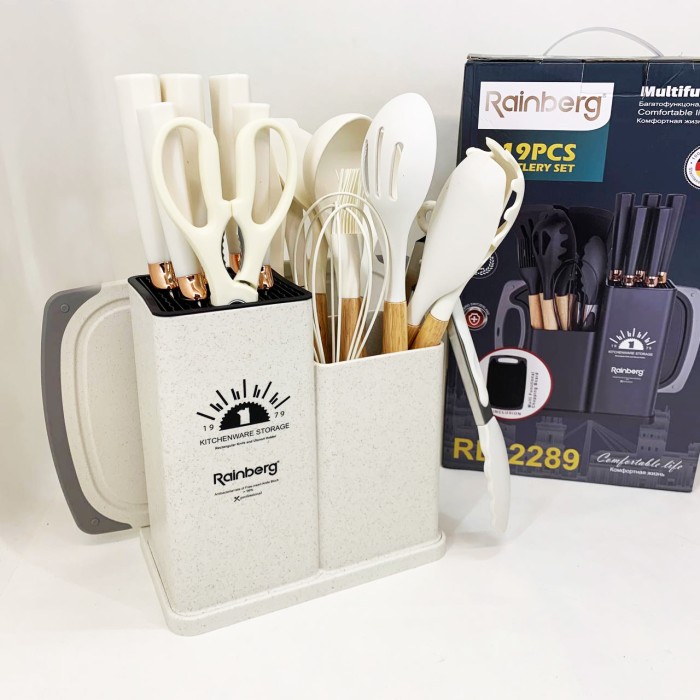 Силіконові кухонні прилади в комплекті з підставкою, Силіконові кухонні приналежності набір RO-15