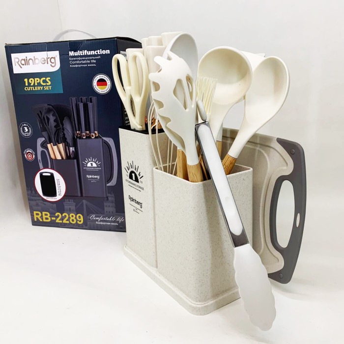 Силіконові кухонні прилади в комплекті з підставкою, Силіконові кухонні приналежності набір RO-15