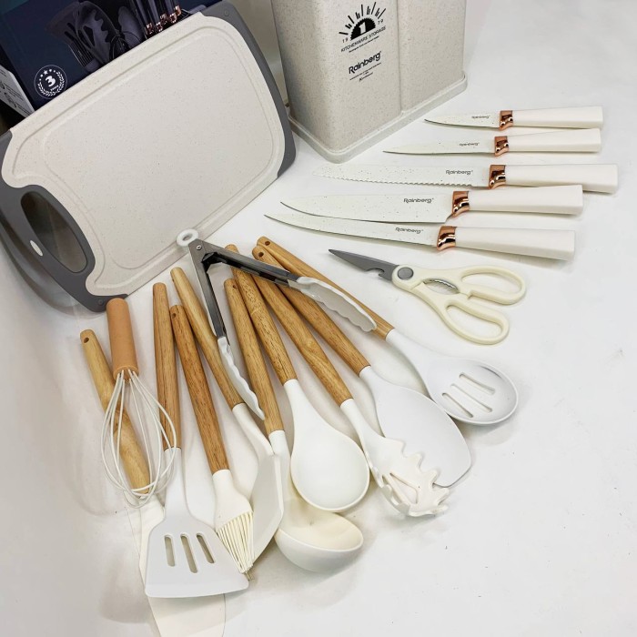 Силіконові кухонні прилади в комплекті з підставкою, Силіконові кухонні приналежності набір RO-15