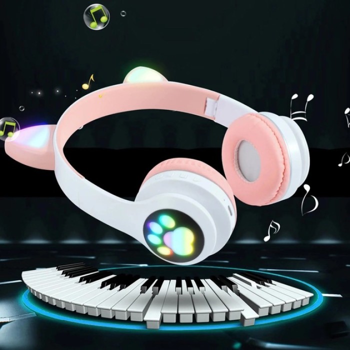 Дитячі навушники з вушками що світяться, Блутуз дитячі навушники що світяться FW-17