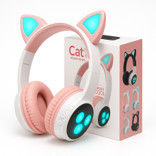 Бездротові навушники з котячими вушками та RGB підсвічуванням Cat VZV 23M. Колір: рожевий