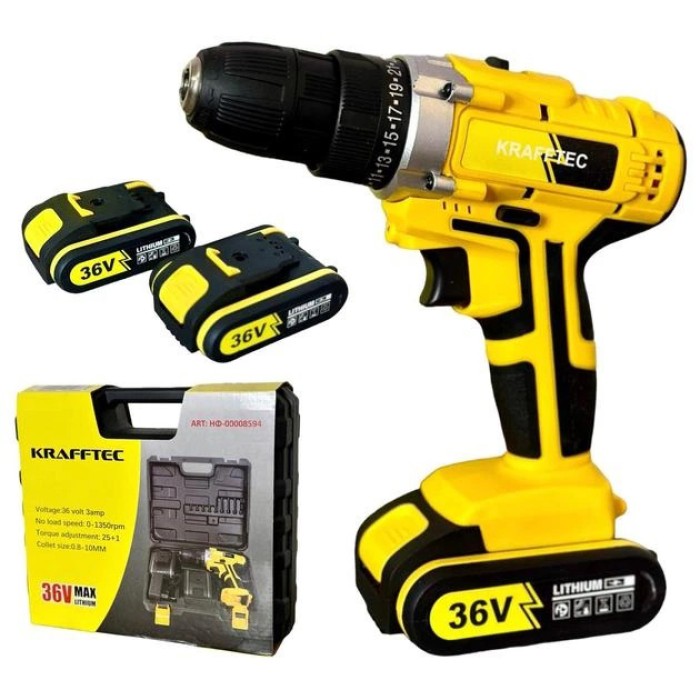Шуруповерт акумуляторний KRAFFTEC 36V безщітковий, 2 АКБ GF-86