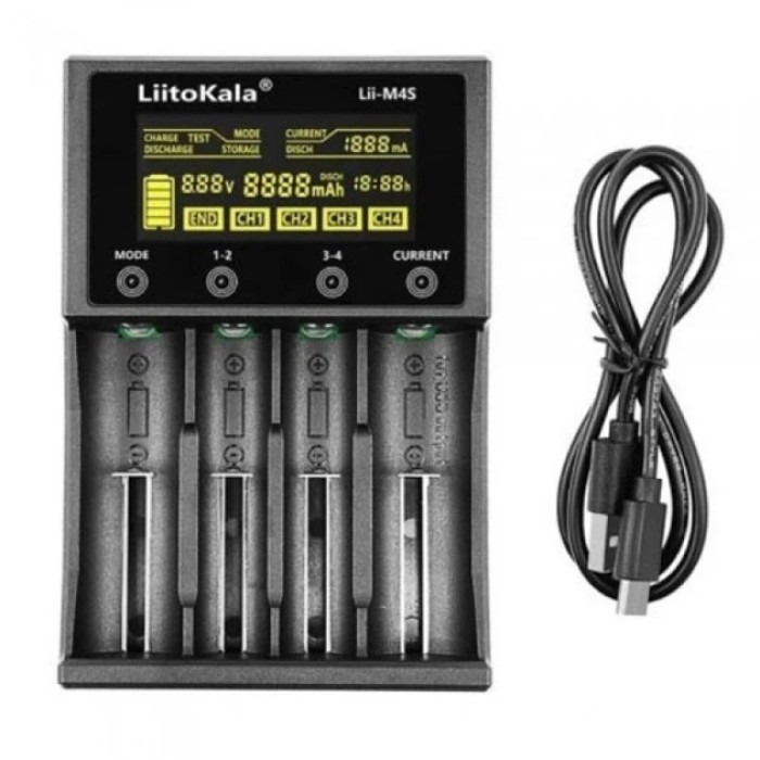 Інтелектуальний зарядний пристрій LiitoKala Lii-M4S для АА, ААА, 18650, 26650 з функцією PowerBank